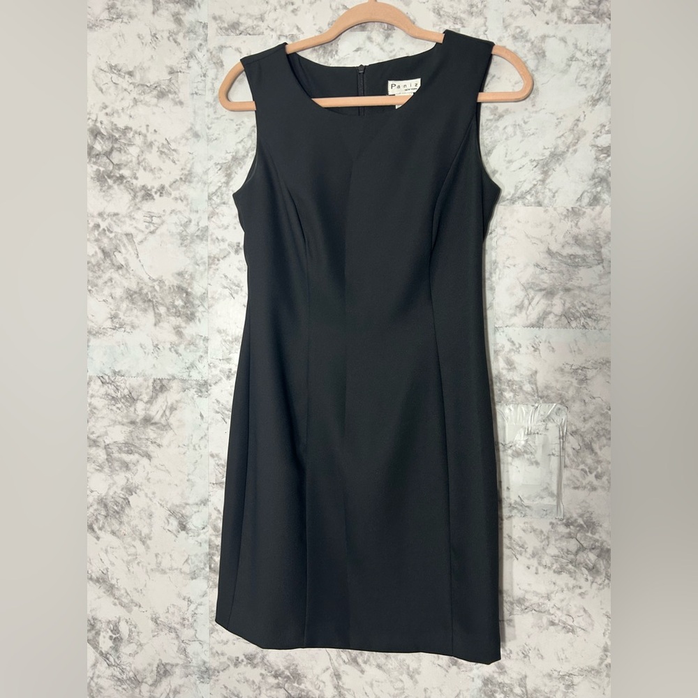 Paniz Vtg Women Midi Dress in Classic Black Sleeveless Sz 6 EUC. 25